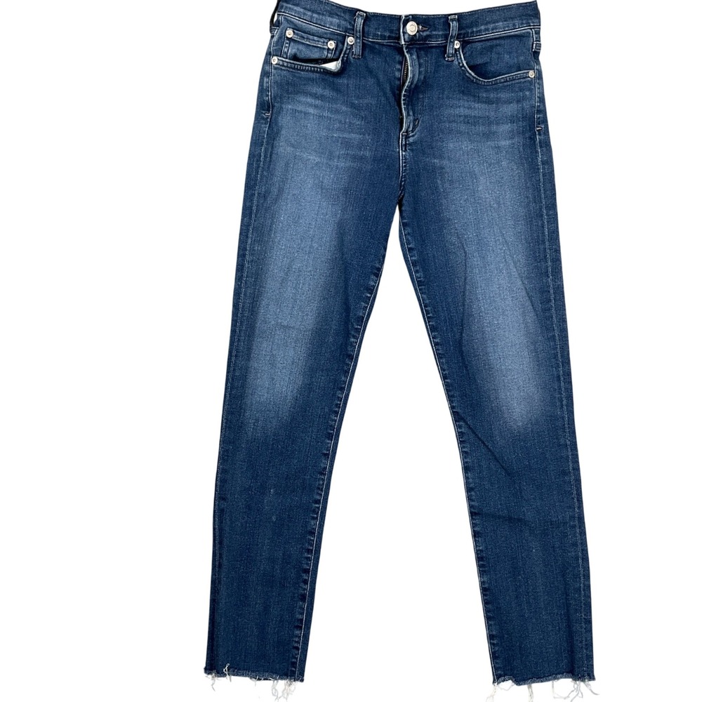AGOLDE Sophie Jeans Women 28 Blue A018-3005‎ Mid Crop Skinny Distressed Raw Hem